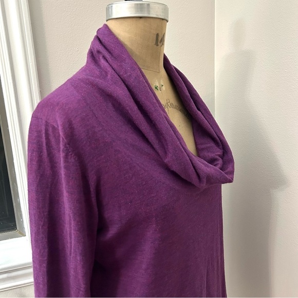 Eileen Fisher Women’s Plum Magenta Purple 100% Merino Wool Cowl Neck Sweater L - Picture 4 of 12